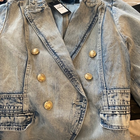 City Chic Harper Denim Blazer Jacket Size 16 NWT - Picture 3 of 6